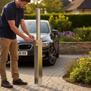 Dark Olive Green Heavy Duty Retractable Telescopic Round Parking Post with Lock - 745mm