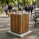 112 Litre Square Slatted Open Top Litter Bin, Iroko Wood