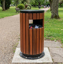 Round Hardwood Waste Bin – 33 Litre, 730mm Height