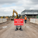 Gray Caution Site Entrance Quick-Fit Sign Face for Safety Compliance