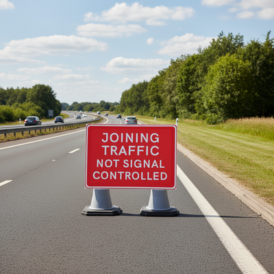 Heavy Duty Joining Traffic Not Signal Controlled Cone Sign 1050 x 750mm