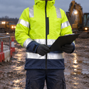Class 3 Waterproof High-Visibility Shell Coat Hi-Vis Yellow/Navy