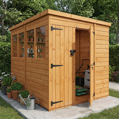 Pent Security Double Door Shed with Toughened Glass