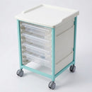 Steel Low Level Single Column Tray Trolley – 807mm Height, 4 Drawers (view 2)