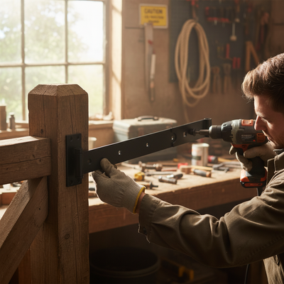 Heavy Duty Cranked Hook & Band Gate Hinge 400mm - Durable Design with 270-Degree Rotation for Gates and Sheds