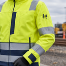 Hi-Vis Yellow/Navy Arc Rated Flame Retardant Softshell Work Jacket (view 2)
