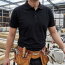 Classic Cotton-Polyester Polo Shirt with Knitted Collar - Black