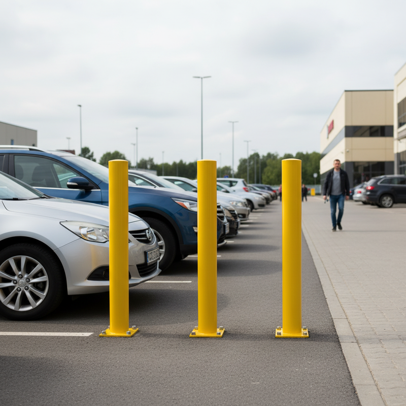 Light Gray Fixed Plain Round Galvanised Heavy Duty Steel Bollard - 1500mm Above Ground