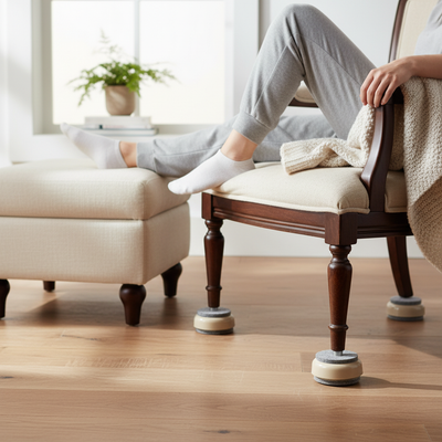 Premium 60mm Round Castor Cups with Felt Base for Furniture Protection on Wooden Floors