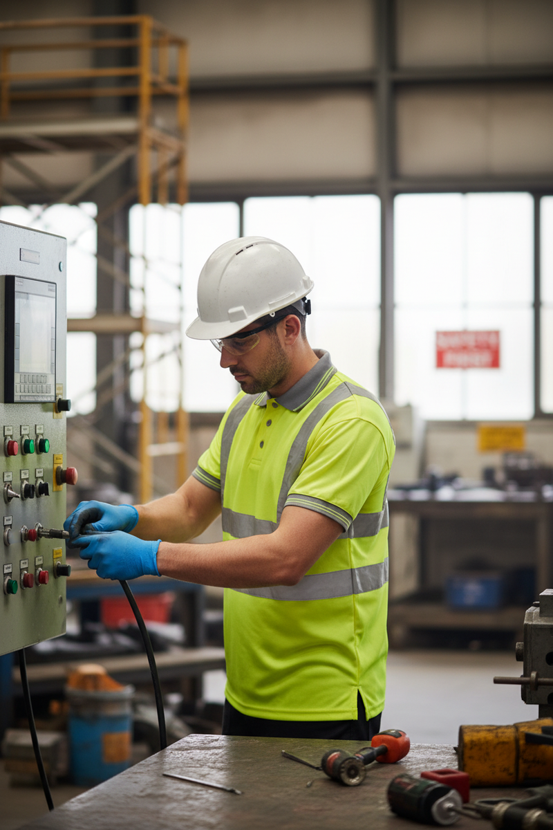 Dim Gray High-Visibility Short Sleeved Polo Shirt - Yellow