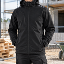 Stretch Softshell Jacket with Reflectors and Hood - Black/Black