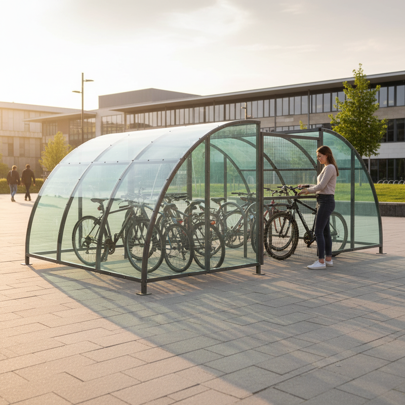 Rosy Brown Premium Clear PETG Compound Cycle Shelter with Mesh Doors - 2m-5m
