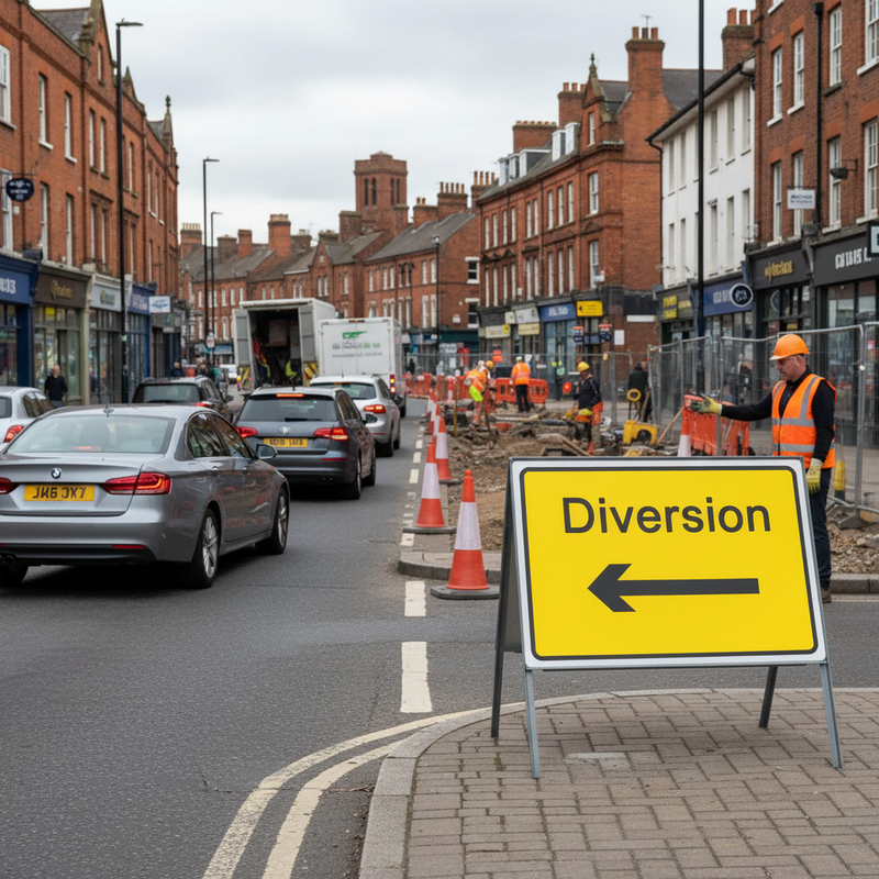 Dim Gray Premium Diversion Arrow Left Metal Sign Face 1050 x 750mm