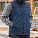 Softshell Stretch Work Vest with Multiple Pockets - Navy/Dark Navy (view 2)