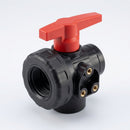 2" BSP Female 3-Way T Port Polypropylene Ball Valve, 10 Bar (view 2)