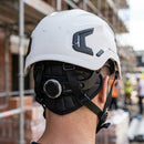 White Non-Vented Work Helmet with Micro Peak and Wheel Adjustment