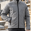 Softshell Work Jacket with Pre-Bent Sleeves - Grey/Black (view 2)