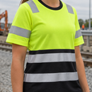 Women's Class 1 Visibility Crew Top - Hi-Vis Yellow/Black (view 2)