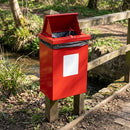 Post mountable galvanised steel dog waste bin with chute