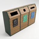 Triple recycling unit with timber front, 294 litre capacity (view 2)