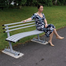 Wave Style Bench With Backrest Steel Seating