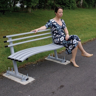Wave Style Bench With Backrest Steel Seating