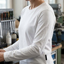 Women's White Long Sleeve Cotton Work Top