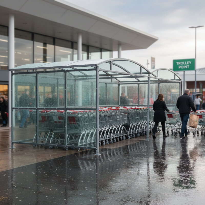 Dim Gray Premium Trolley Shelter with Clear PETG Cladding - Modular Design