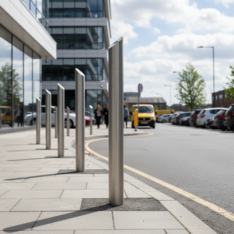 Gray Premium Fixed Bollard - Galvanised Steel - 1000mm Height