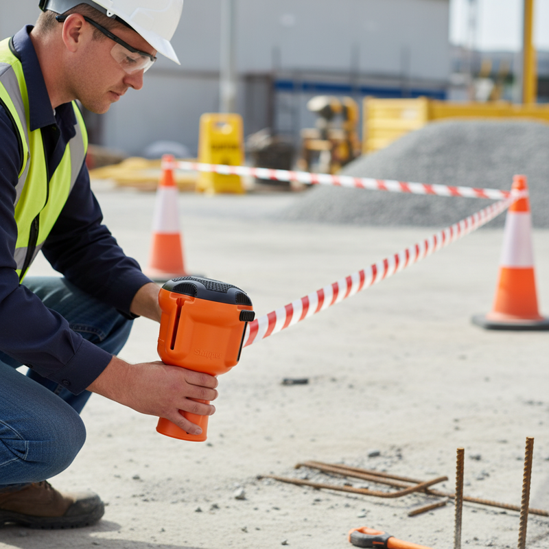 Gray Professional Retractable Barrier Unit - 9 Metre Tape - High Visibility