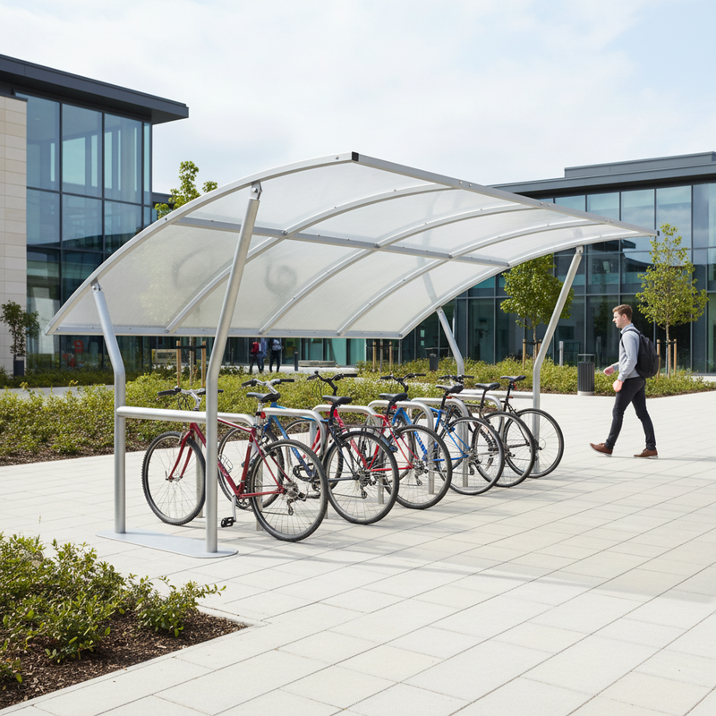 Light Gray Heavy Duty Cycle Shelter 2m - 5m with Clear PETG Roof