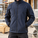 Lightweight Softshell Work Jacket with Fleece Collar - Dark Navy/Black