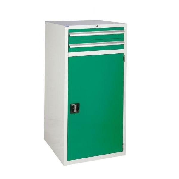 Sea Green 2 Drawer & Cupboard Euroslide Tool Cabinet - 1200mmH x 600mmW