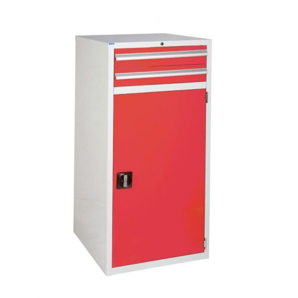 Tomato 2 Drawer & Cupboard Euroslide Tool Cabinet - 1200mmH x 600mmW