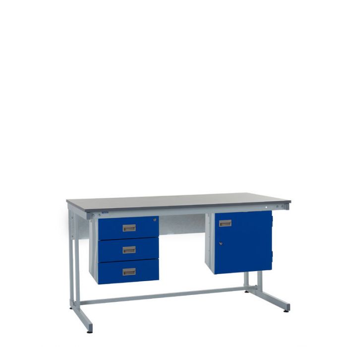 Midnight Blue Express Cantilever Workbench Kit B - Storage Cupboard & Triple Drawer Unit