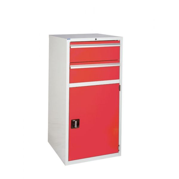 Tomato 2 Drawer & Cupboard Euroslide Tool Cabinet - 1200mmH x 600mmW