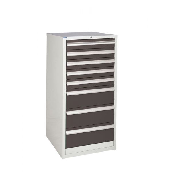 Light Gray Euroslide 8 Drawer Cabinet - 5x100mm, 3x200mm