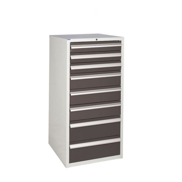 Light Gray Euroslide 8 Drawer Cabinet 3x100mm, 3x150mm, 2x200mm