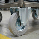 Dark Gray Pressed Steel Fixed Castors with Grey Rubber on Pressed Steel Wheel - 80mm to 200mm