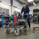 Slate Gray Pressed Steel Fixed Castors with Grey Rubber on Pressed Steel Wheel - 80mm to 200mm