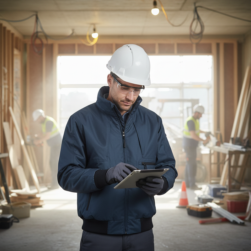 Dim Gray Heavy Duty PU Coated Quilted Bomber Work Jacket for All Trades