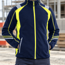 Navy Blue/Hi-Vis Yellow Microfleece Work Coat with Reflective Tape (view 2)