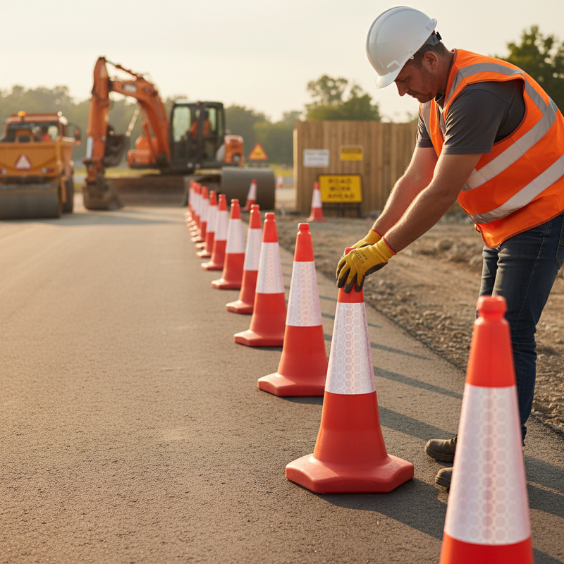 Rosy Brown 750mm Premium Sand Weighted Traffic Cone - High Visibility Orange