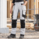 Women's Flexible Work Trousers with Tool Pockets - White/Black (view 2)