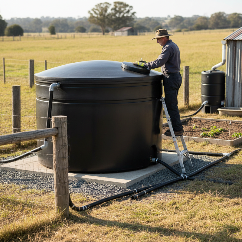 Dark Khaki Large 5300 Litre Above Ground Cylindrical Storage Water Tank - Premium