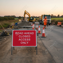 Dim Gray Premium Road Ahead Closed Access Only Metal Sign Face - 1050mm x 750mm