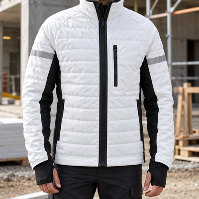 Insulated Work Jacket with Stretch Panels - White/Black