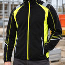 Black/Hi-Vis Yellow Microfleece Work Coat with Reflective Tape (view 2)