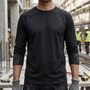 Long Sleeve Bamboo Charcoal Work T-Shirt - Black