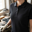Women's Black Polo Work Shirt - Cotton-Polyester